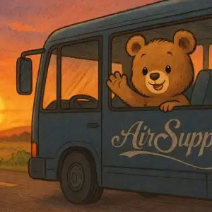 Air Supply Baby Bear 3” x 3” Vinyl Sticker